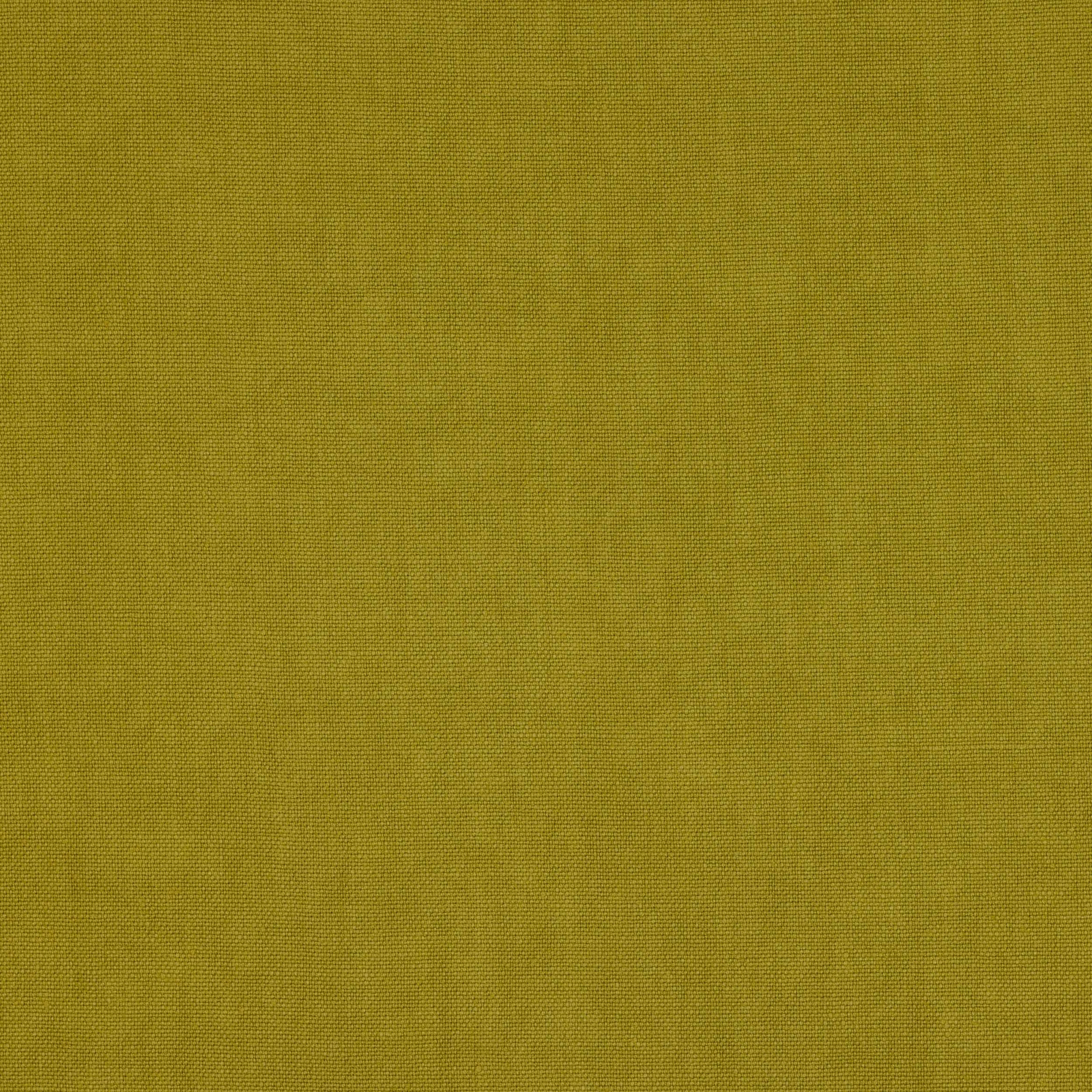 Close-up of muted olive-yellow linen fabric with a fine slubbed weave