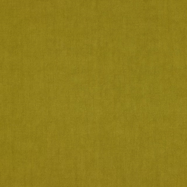 Close-up of muted olive-yellow linen fabric with a fine slubbed weave