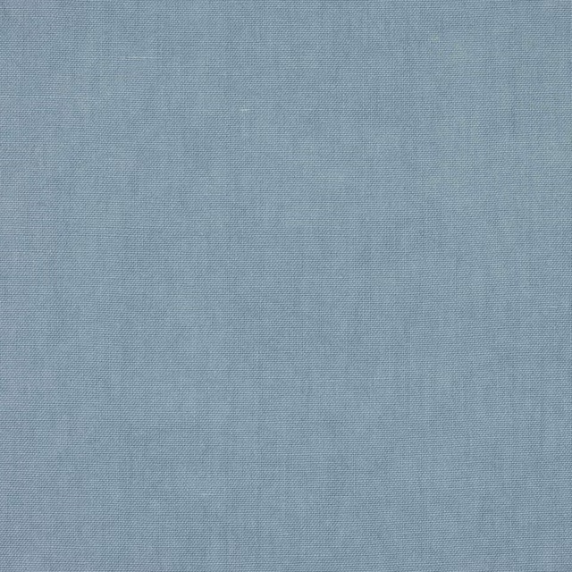 Pale ciel blue plain-woven linen fabric swatch with fine natural texture