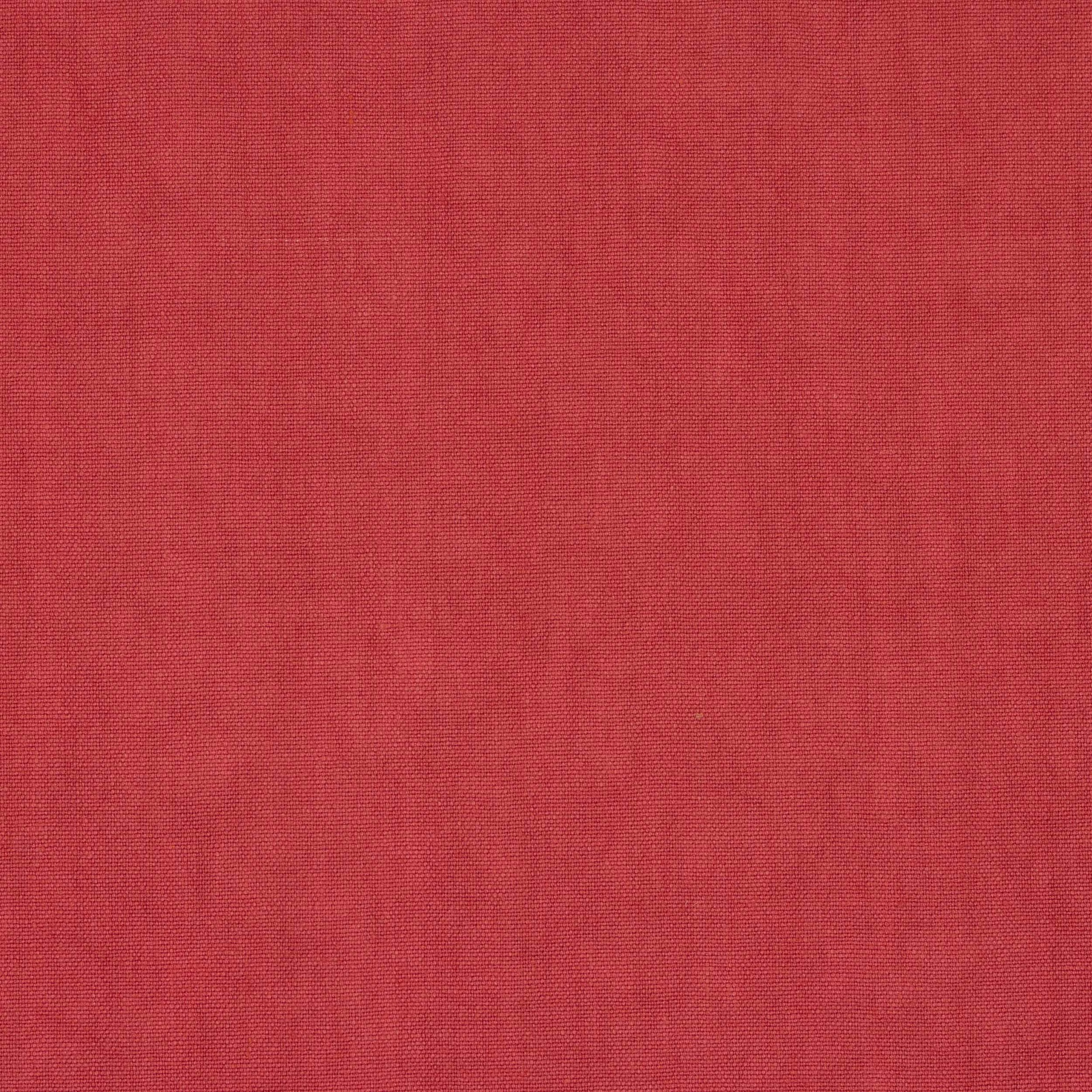 Coral-red plain linen swatch with a fine even weave