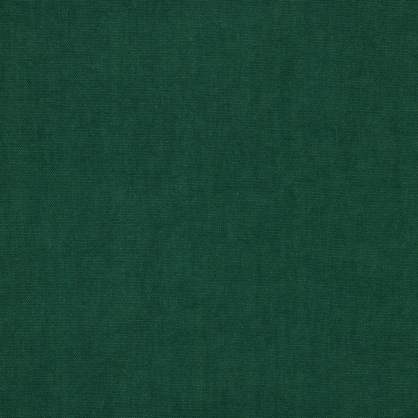 Deep forest green linen fabric swatch with fine plain weave