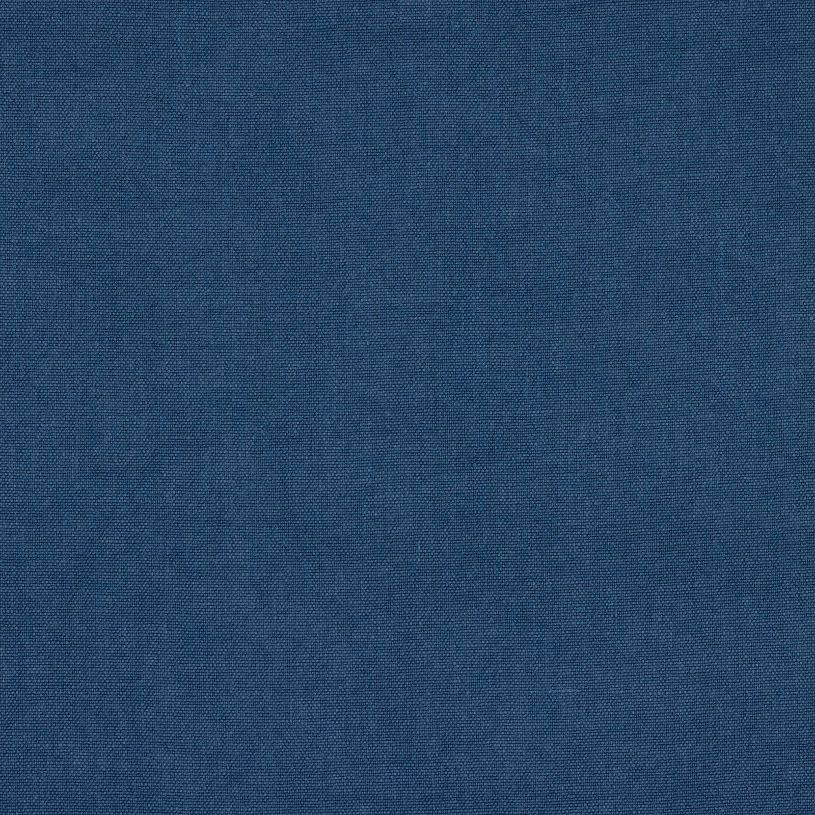Muted denim-blue plain woven linen swatch with a fine textured surface