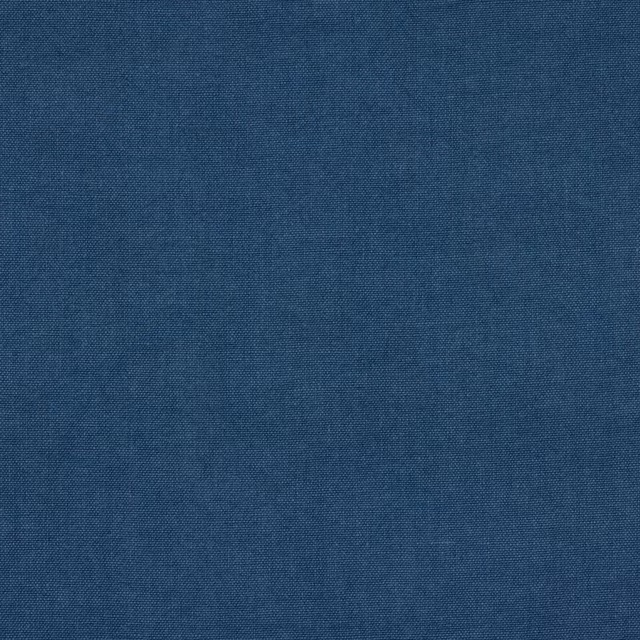 Muted denim-blue plain woven linen swatch with a fine textured surface