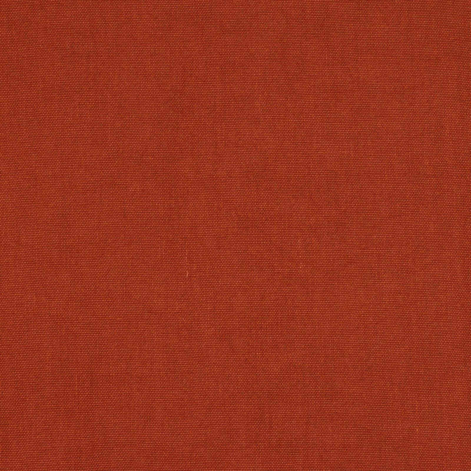 Terracotta plain-woven linen fabric swatch with fine matte texture