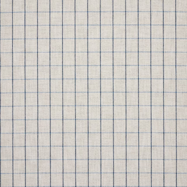 Pale blue small check on a warm ivory woven ground