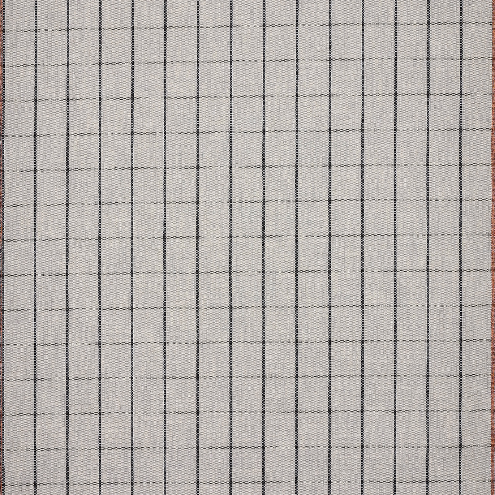 Light grey fabric swatch with fine charcoal check lines and subtle woven texture