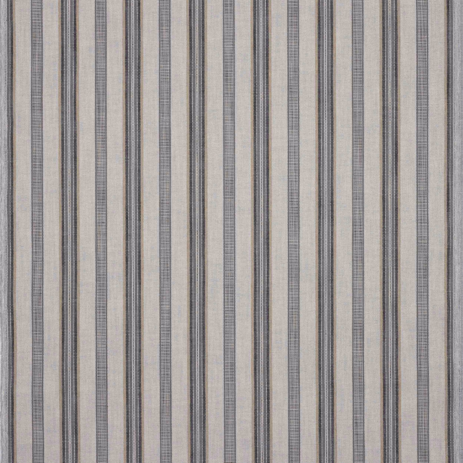 Vertical charcoal and grey striped outdoor fabric on a pale ground