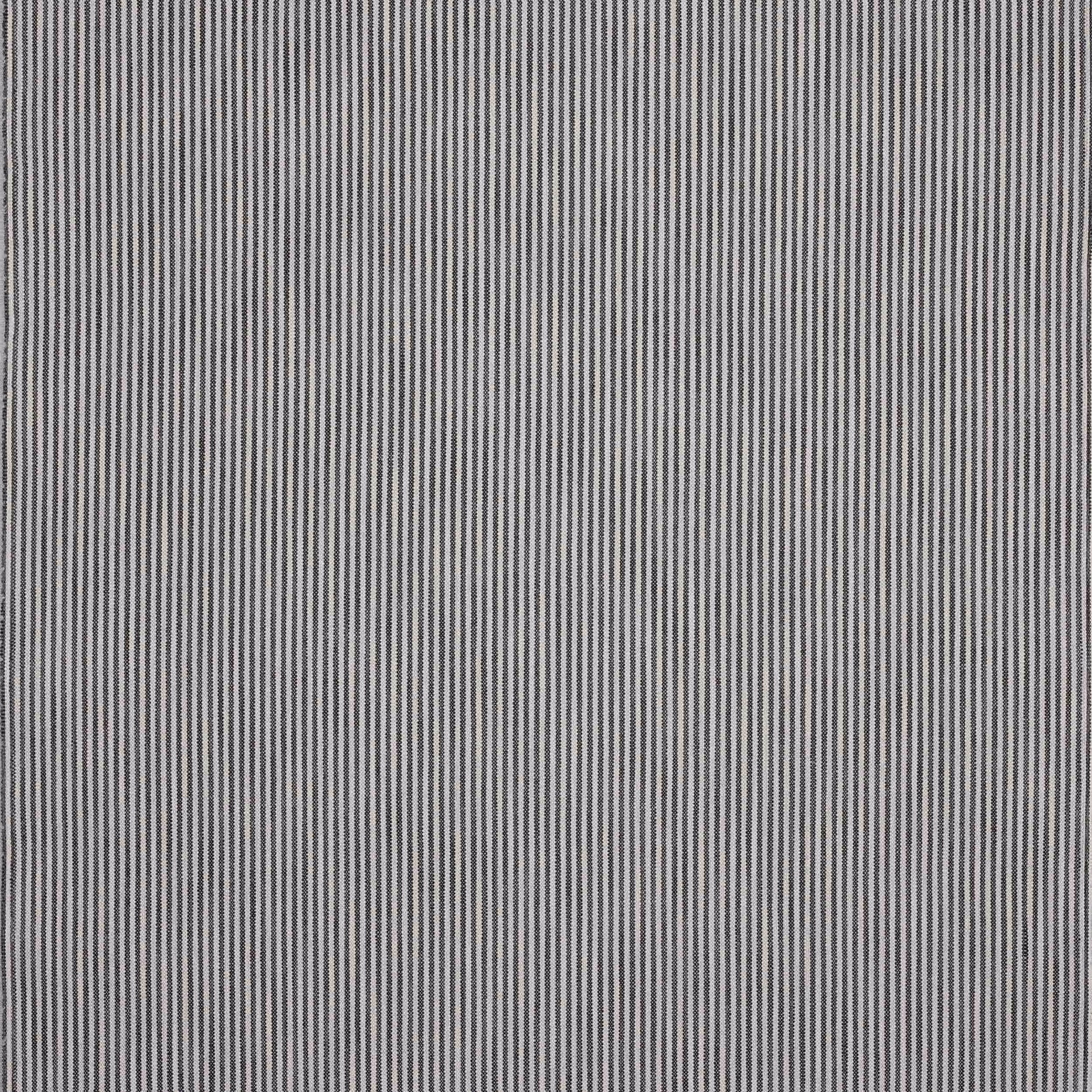 Fine charcoal pinstripes on a pale grey outdoor fabric swatch