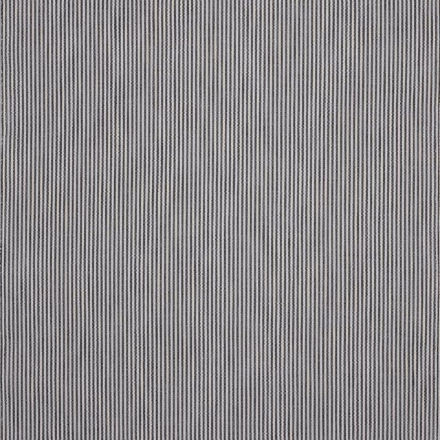 Fine charcoal pinstripes on a pale grey outdoor fabric swatch