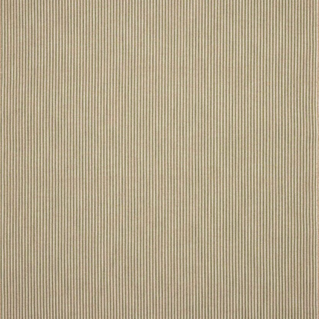 Fine muted olive green ticking stripe on a pale sandy ground