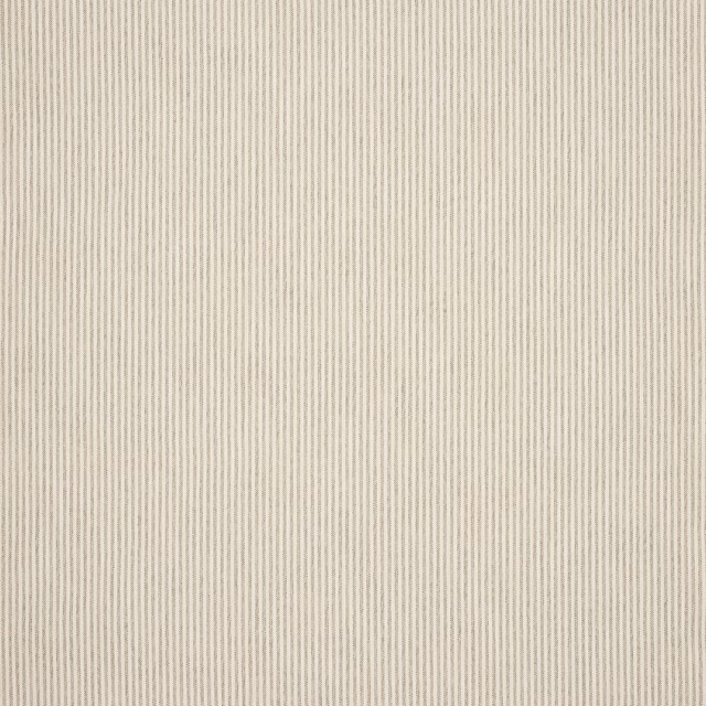 Cream and beige fine ticking stripe fabric with a subtle woven texture