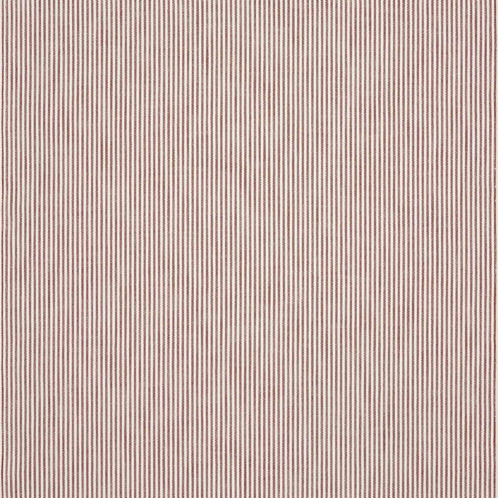 Fine muted red ticking stripes on a pale woven ground