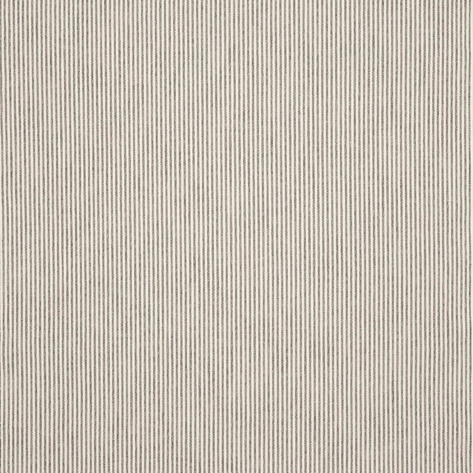 Close-up of pale ground outdoor ticking stripe fabric with fine slate grey vertical lines