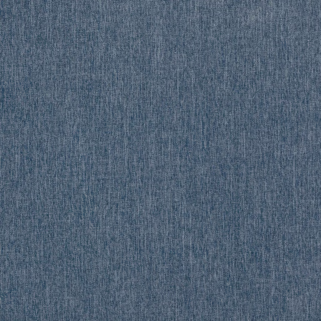 Close-up of muted blue woven fabric with fine heathered texture