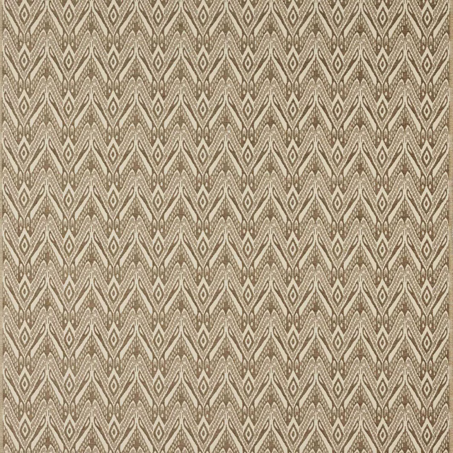 Greige geometric woven fabric with small diamond and chevron pattern