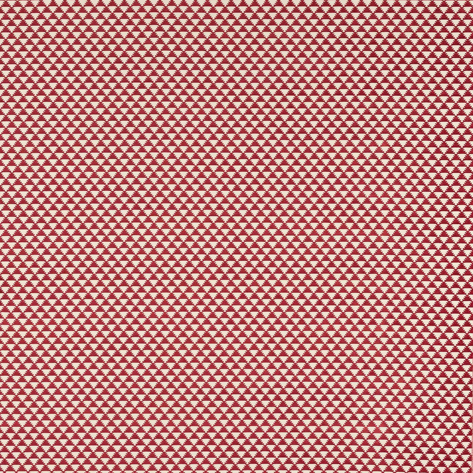 Brick red and ivory small geometric woven fabric with compact repeat