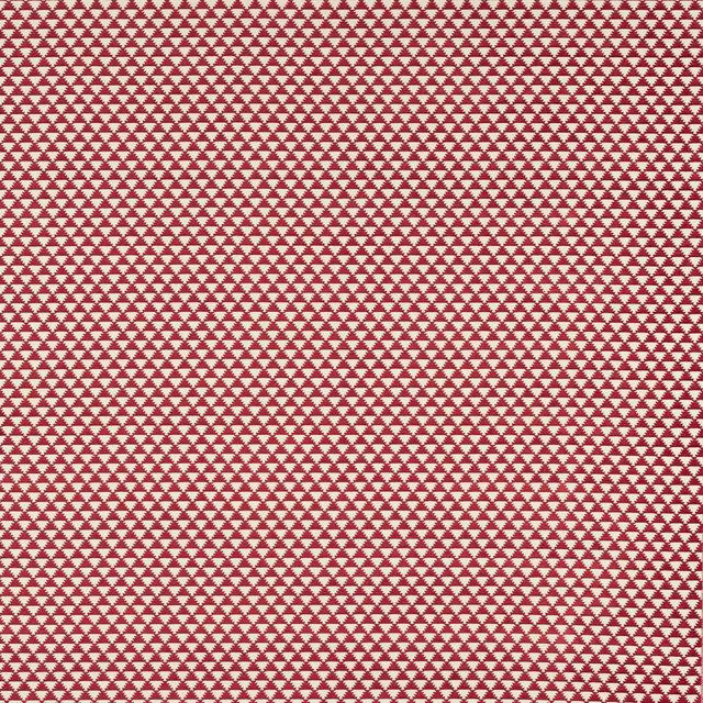 Brick red and ivory small geometric woven fabric with compact repeat