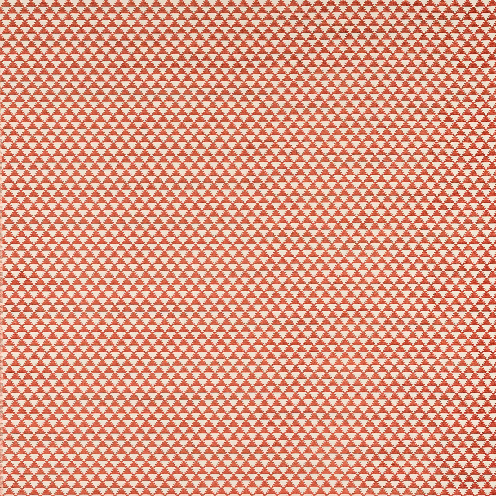 Coral and cream small geometric fabric swatch with tight repeating motif