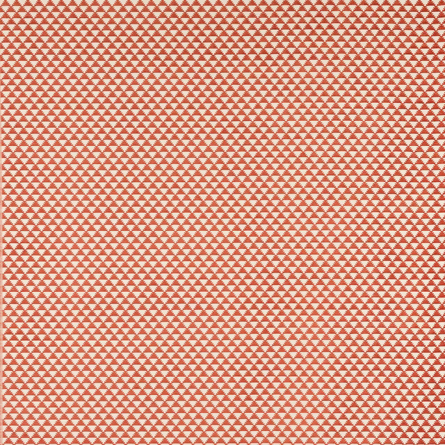 Coral and cream small geometric fabric swatch with tight repeating motif