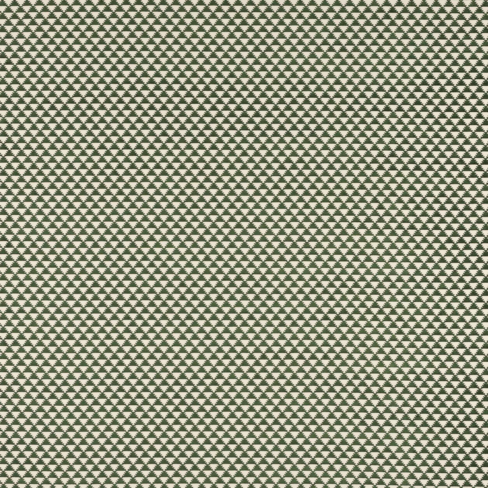 Small dark green geometric motif on a pale ground fabric swatch