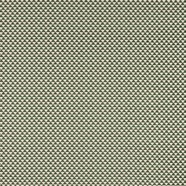 Small dark green geometric motif on a pale ground fabric swatch