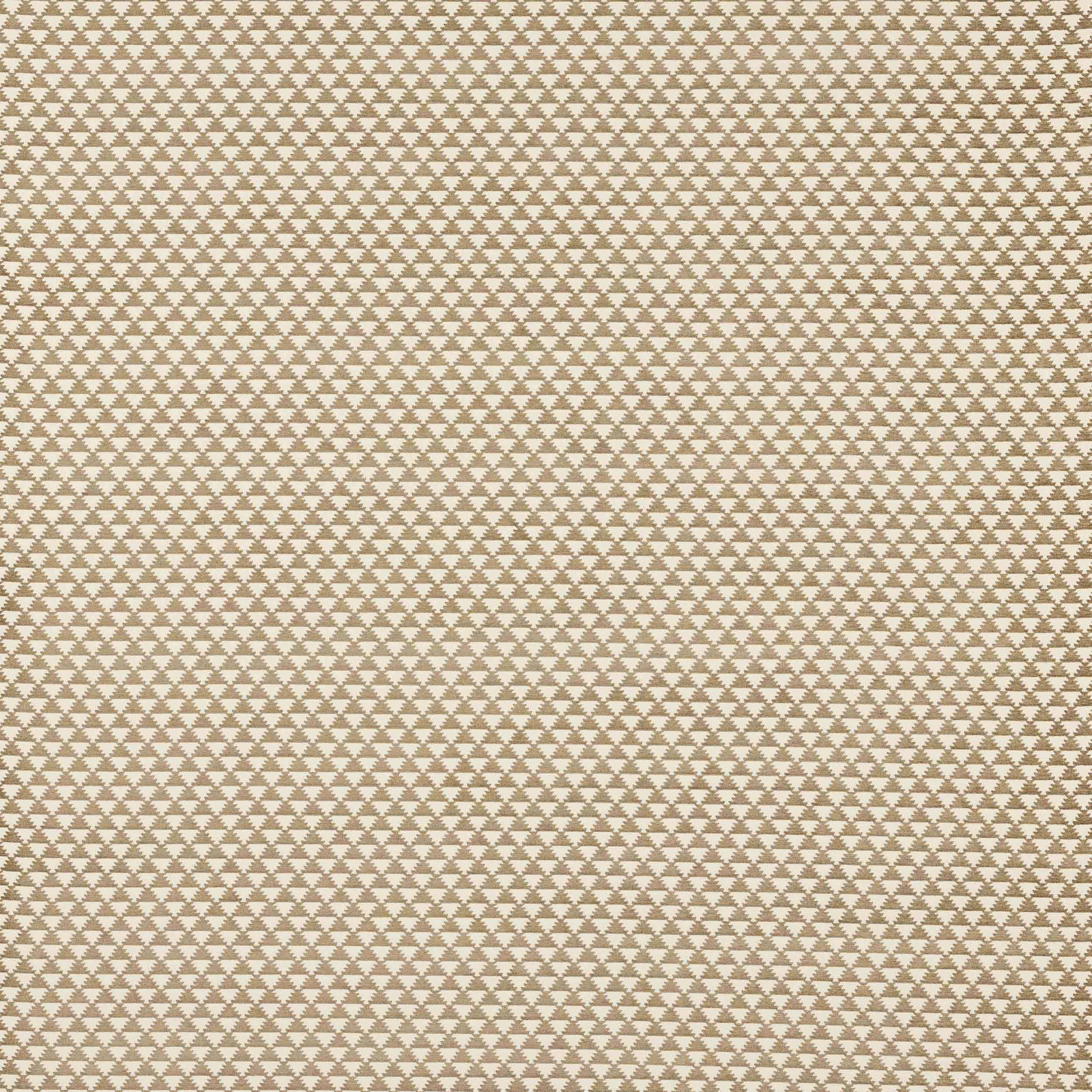 Close-up of small repeating geometric pattern in warm greige beige fabric