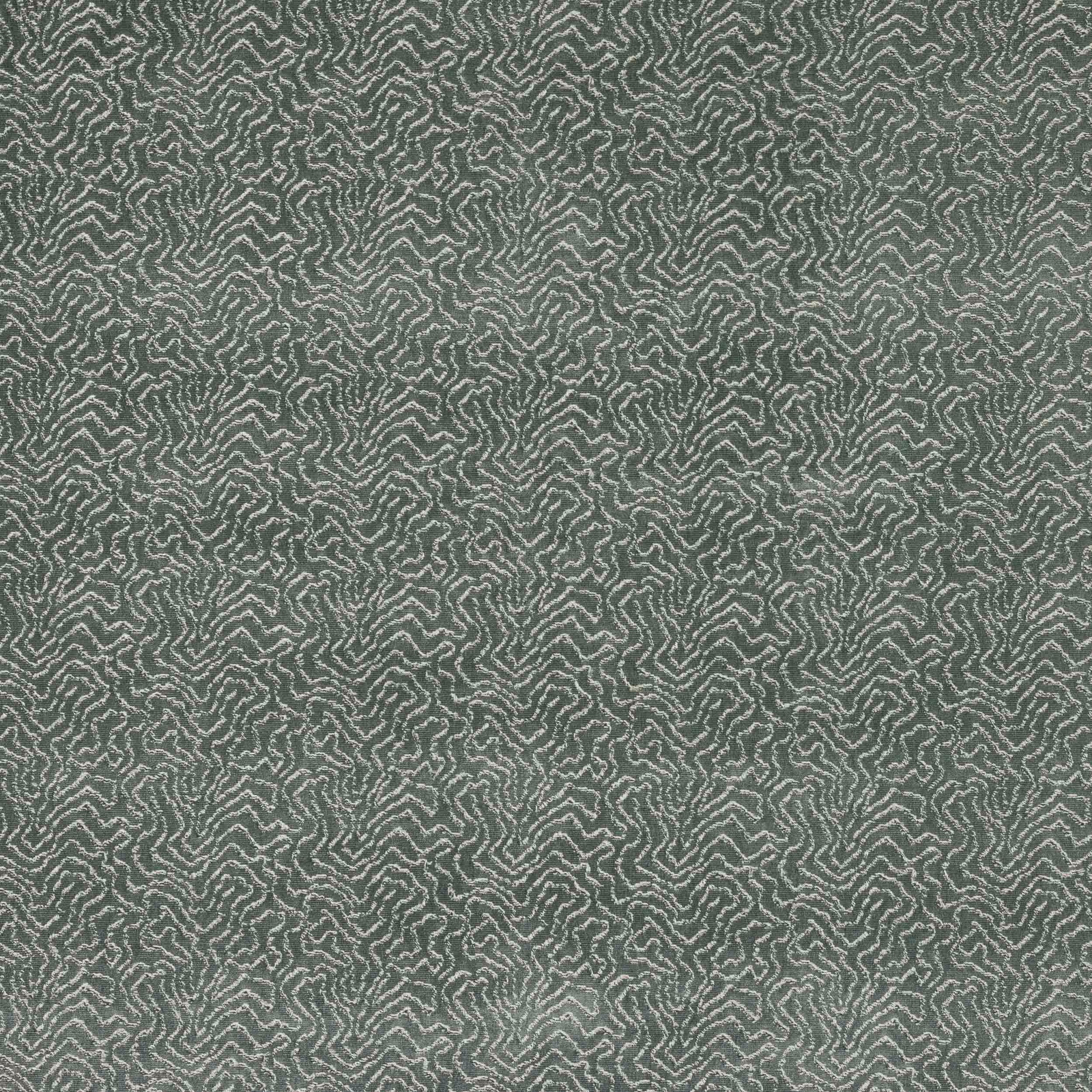 Muted sage green abstract woven fabric with small tonal zigzag motif