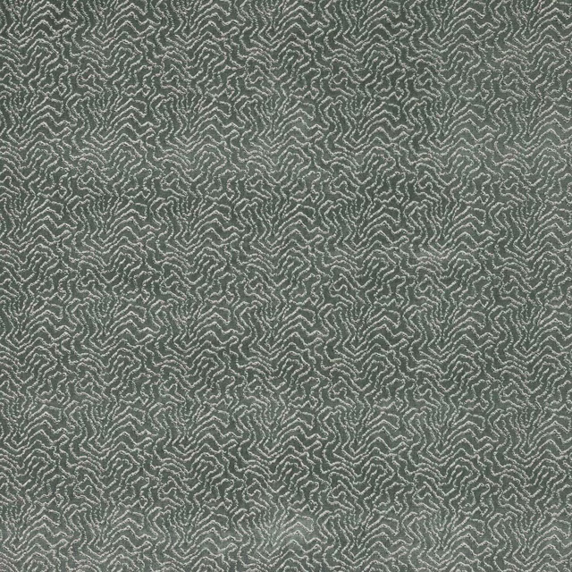 Muted sage green abstract woven fabric with small tonal zigzag motif