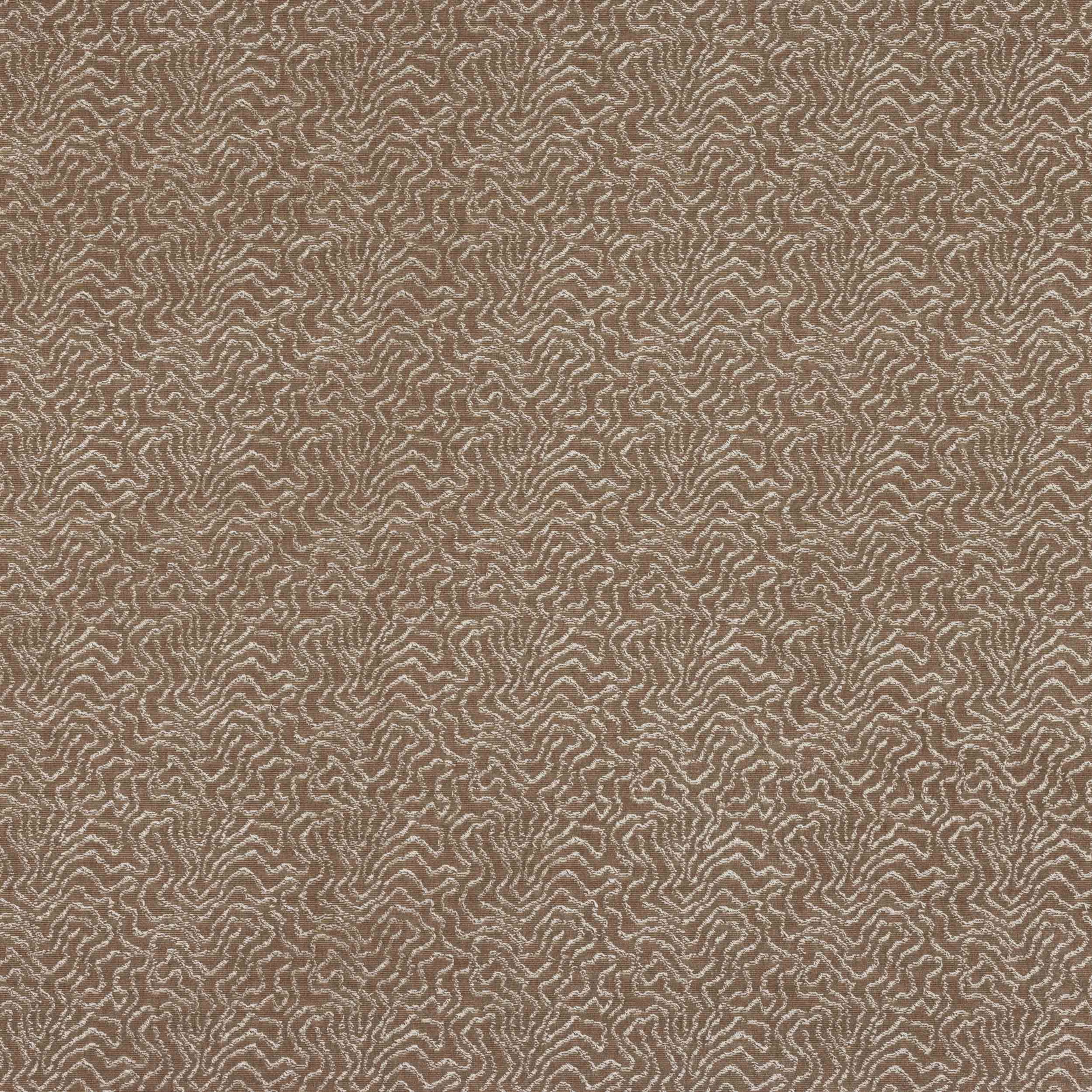 Taupe woven fabric with small abstract pale beige pattern and textured surface