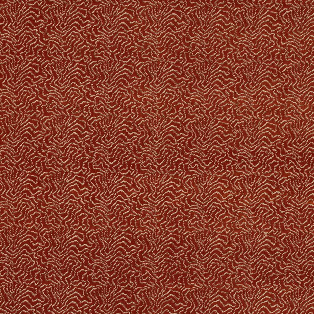Warm terracotta fabric with a fine abstract maze-like pattern