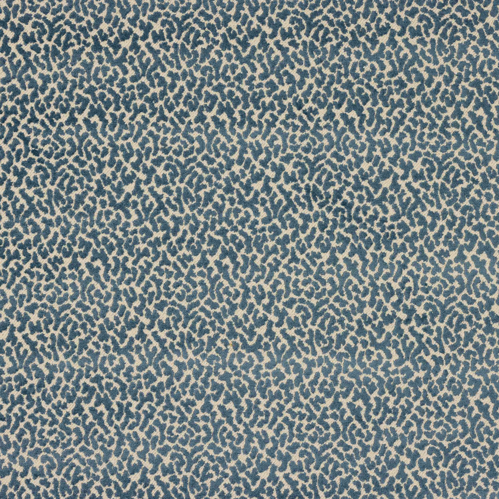Blue and cream abstract small-scale textured fabric swatch