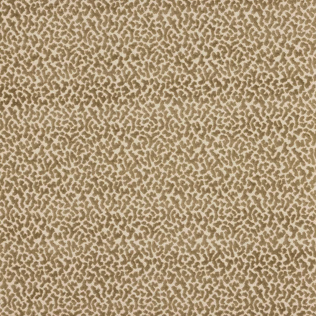 Close-up of taupe fabric with small abstract tonal animal-style motif