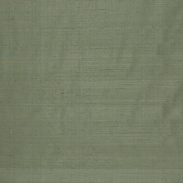 Muted stone green silk with fine horizontal slubs and a soft matte sheen