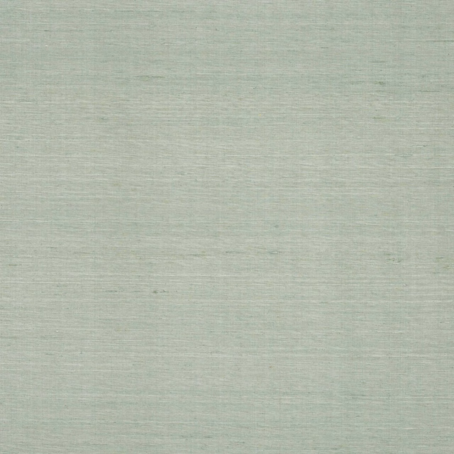 Pale jade-green silk wallcovering with fine horizontal striations and softly mottled depth