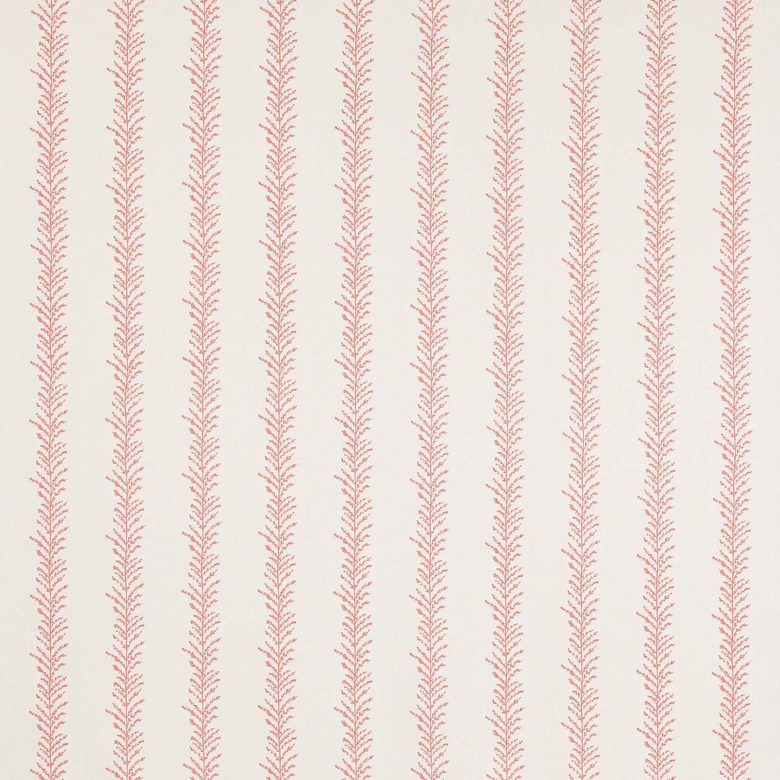 Pale blush pink leaf stripe on an ivory linen fabric swatch