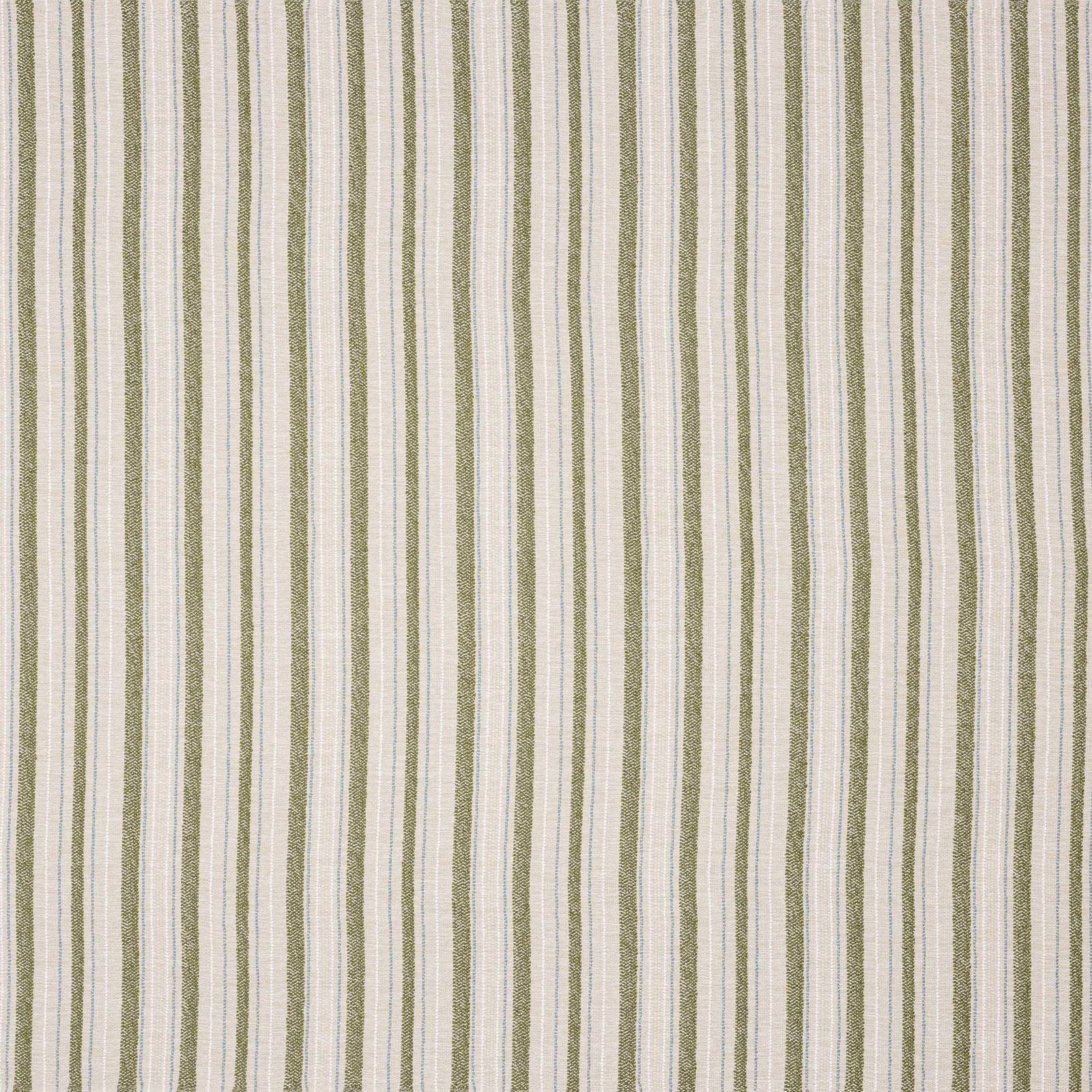 Vertical matcha green and cream striped fabric with a fine woven texture