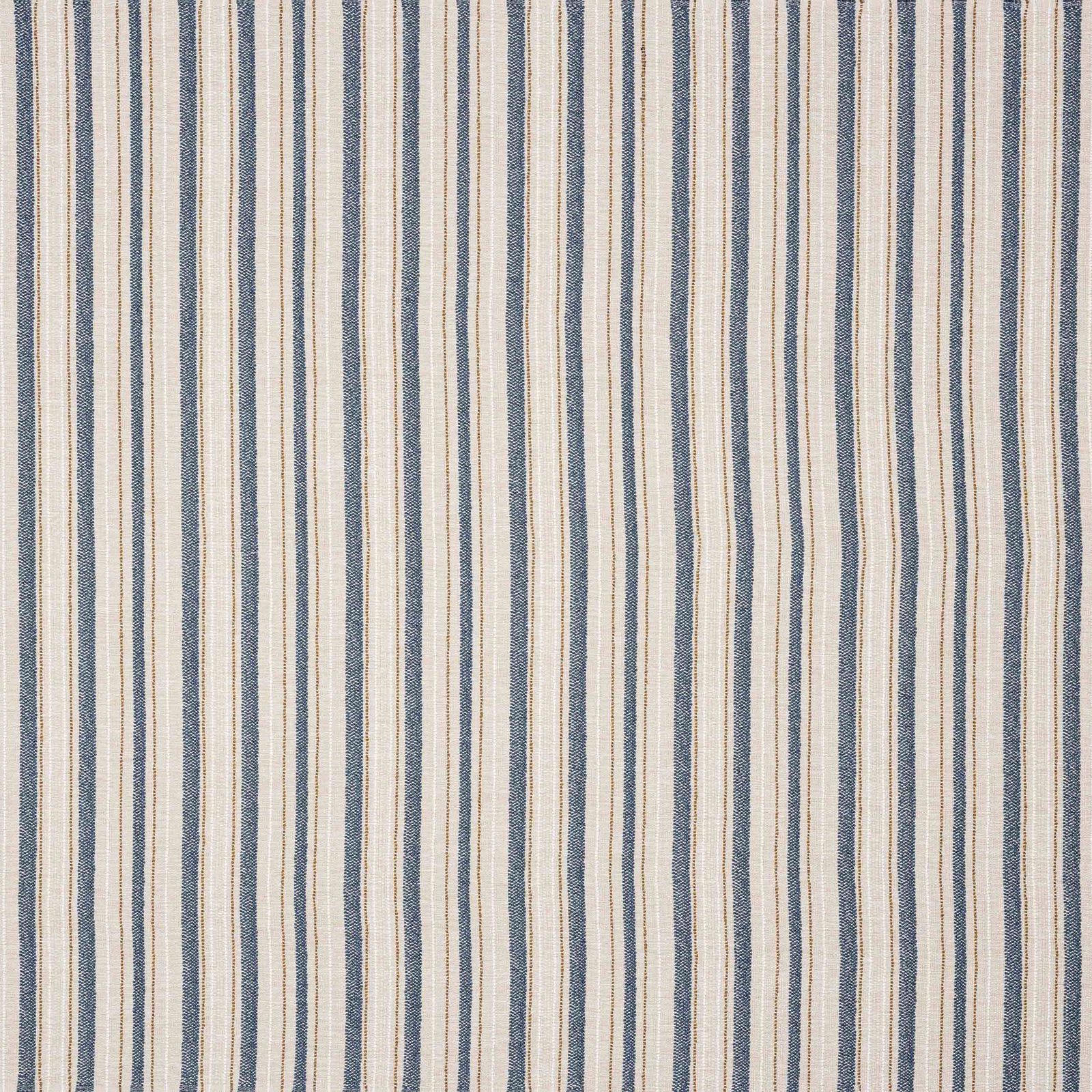 Pale blue and ivory vertical striped fabric swatch with fine woven texture