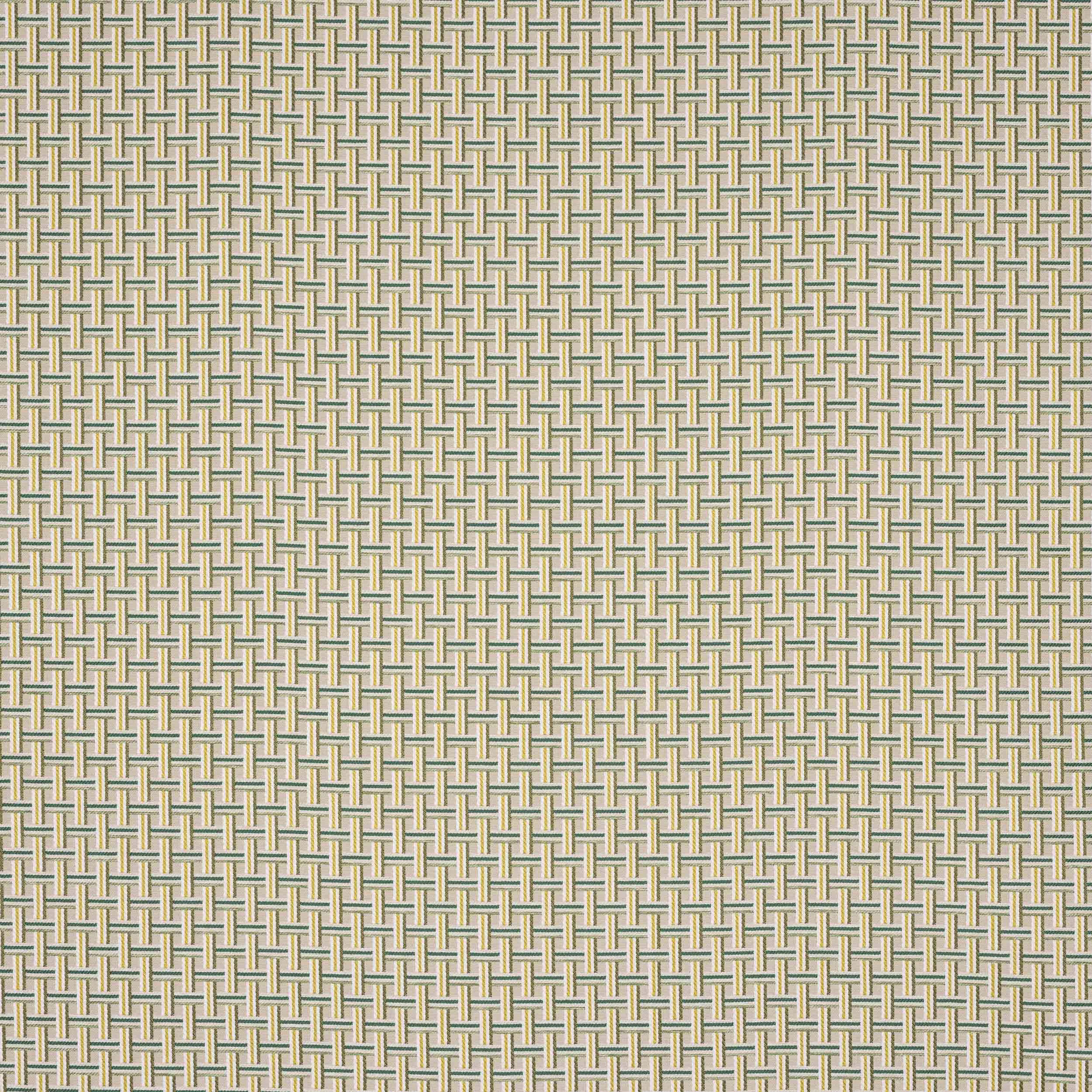 Soft anis green and cream basket-weave fabric with small checked pattern