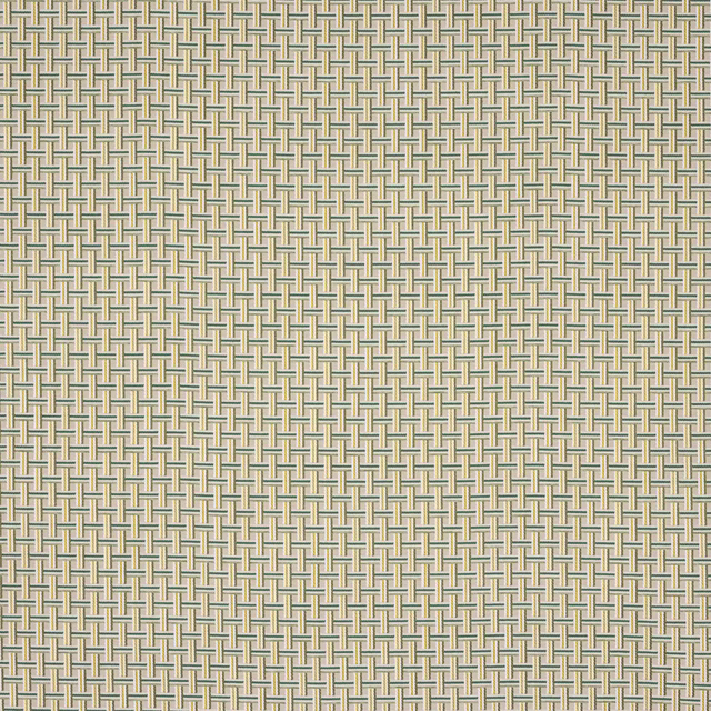 Soft anis green and cream basket-weave fabric with small checked pattern