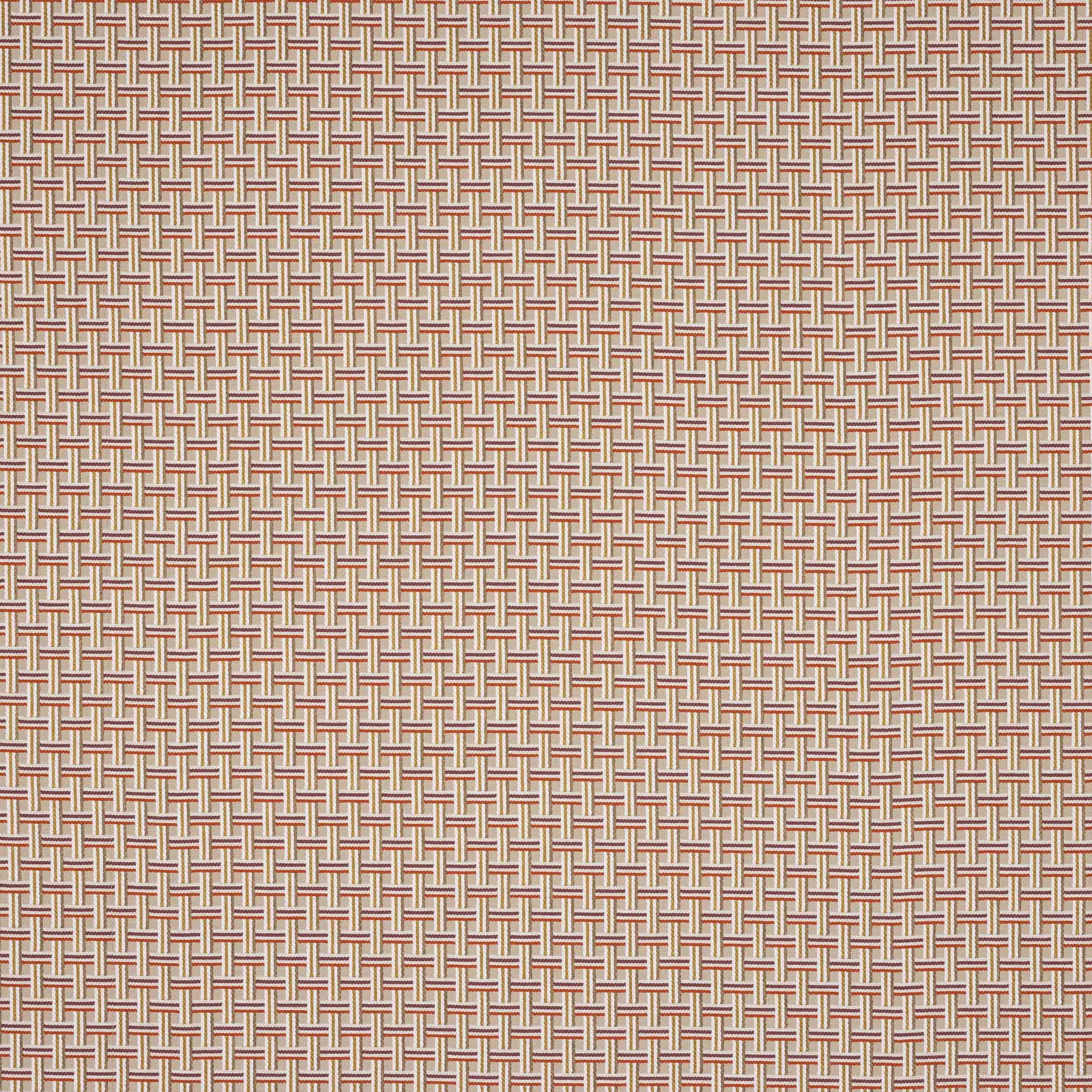 Small woven check fabric in coral, terracotta and neutral tones