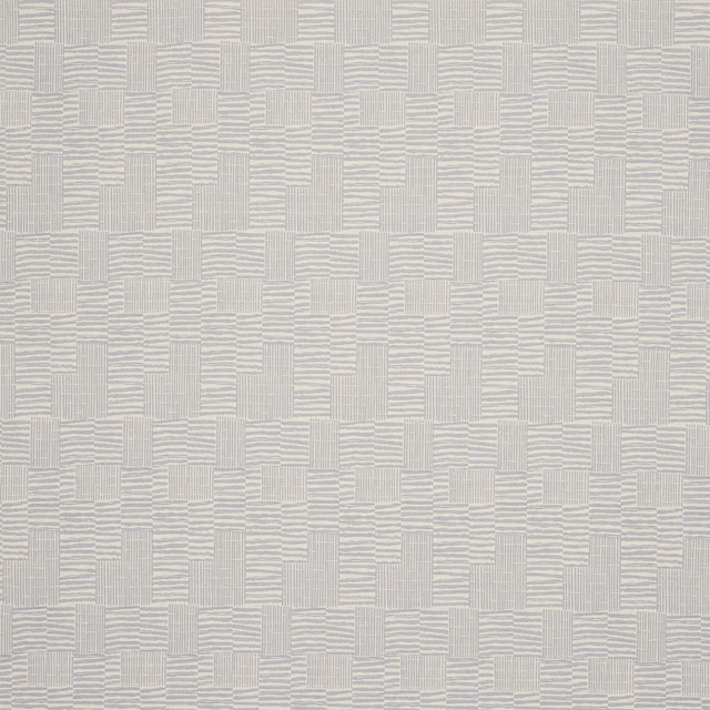 Pale celeste woven check fabric with subtle striped blocks and textured squares