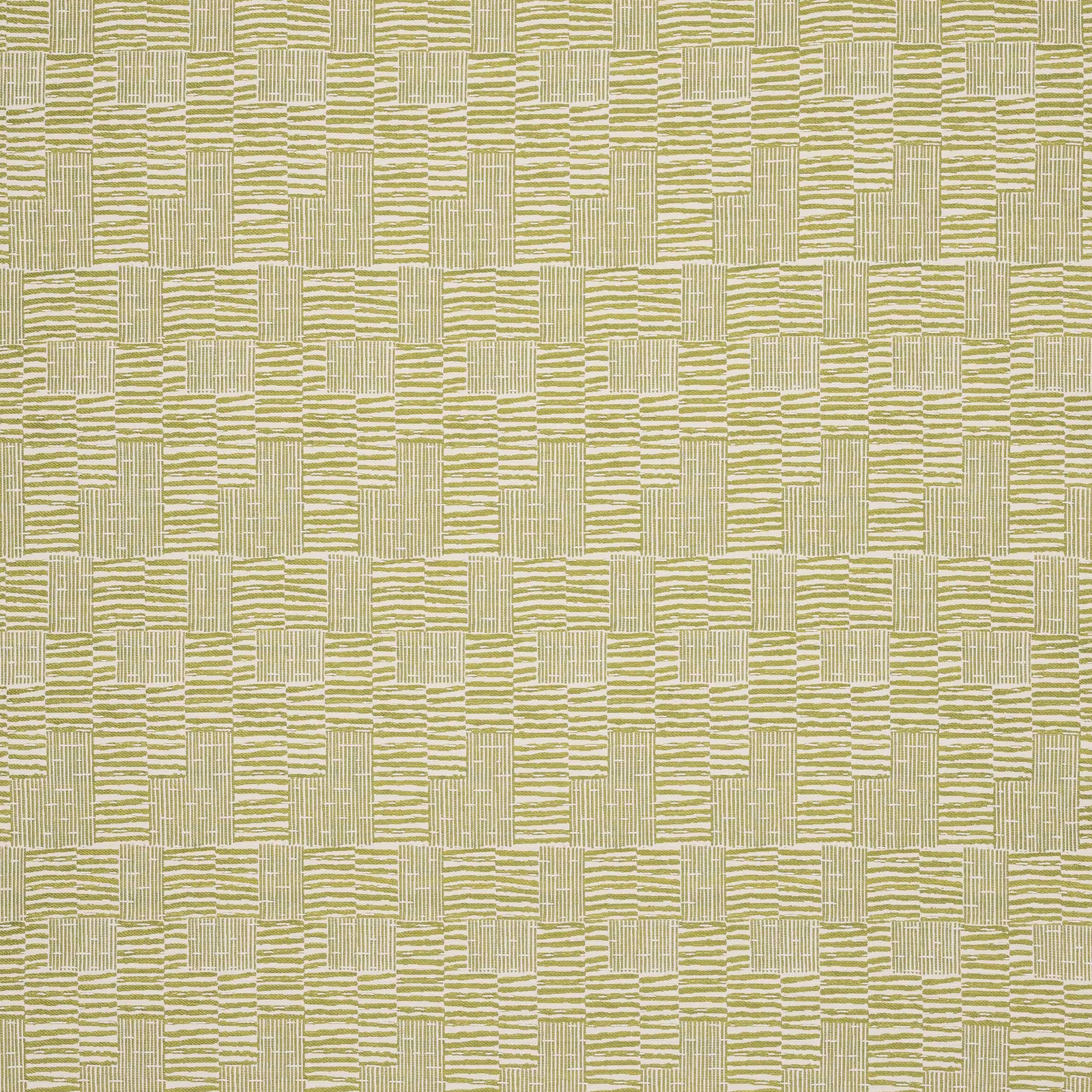 Pale matcha green geometric woven fabric with block and stripe texture