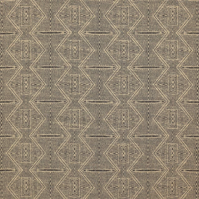 Close-up of Horta Bark fabric showing a warm beige geometric diamond weave