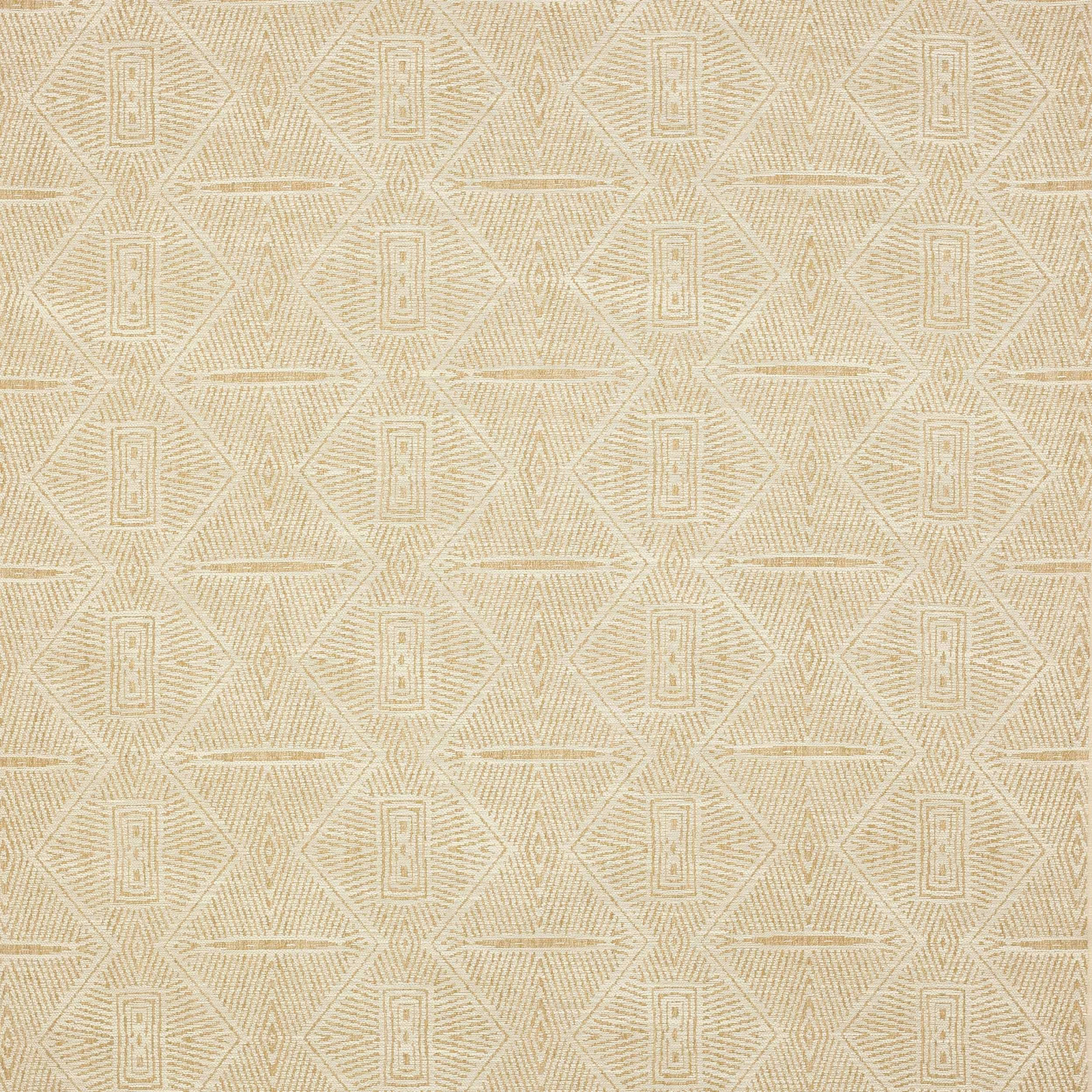 Cream geometric woven fabric with raised diamond motifs and subtle textured pattern
