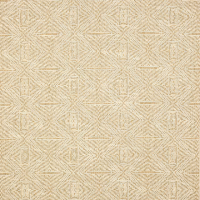 Cream geometric woven fabric with raised diamond motifs and subtle textured pattern