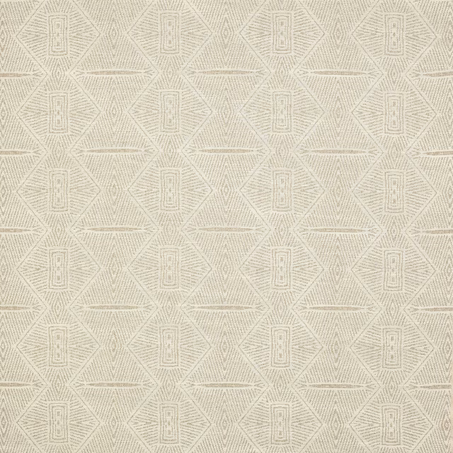 Soft ivory geometric woven fabric with subtle raised diamond pattern