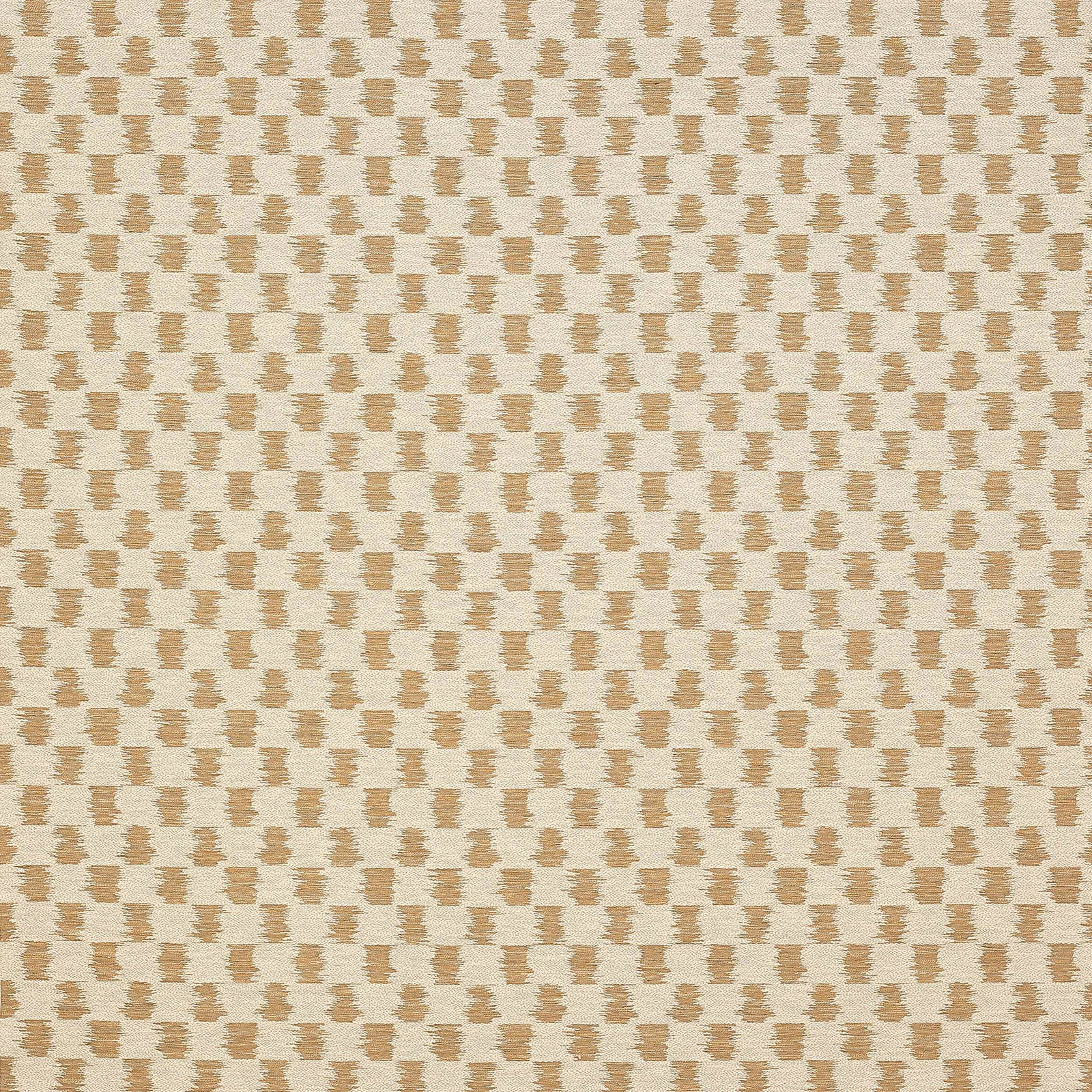 Close-up of Paxton Camel woven fabric with small camel motifs on an ivory ground