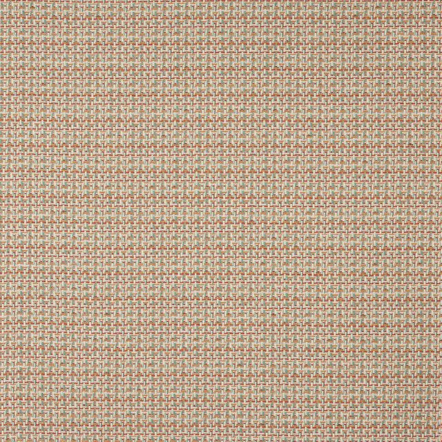Small-scale woven fabric in aqua, terracotta and beige with a neat grid texture