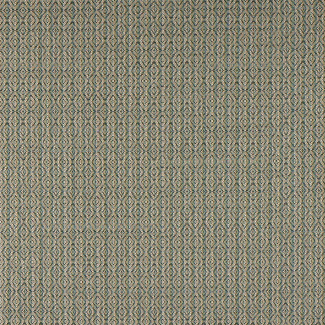 Small geometric woven fabric in muted old blue and beige diamond pattern