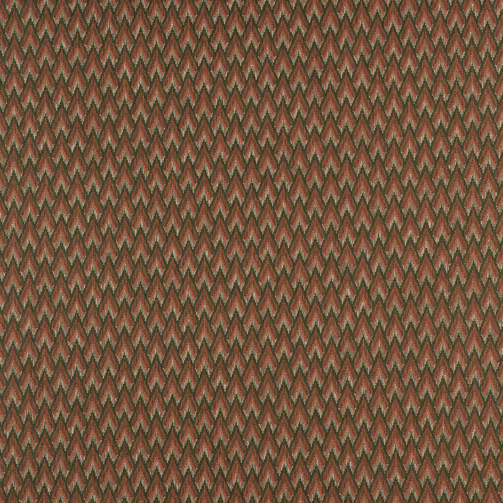 Close-up of small red and olive-green woven diamond pattern fabric